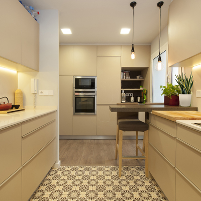 Cocina con suelo hidráulico