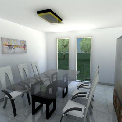 Diseño de interiorismo en 3D de salón y comedor