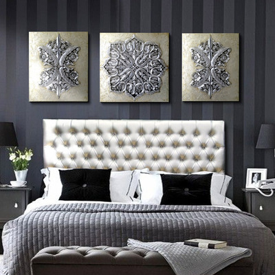 Cuadro triptico plateado