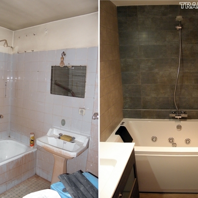 Cuarto de baño antes y después.