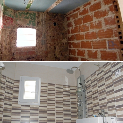 Cuarto de baño antes y después.