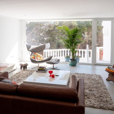 Destalle del salón y las vistas a la terraza