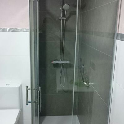 Detalle mampara y griferia