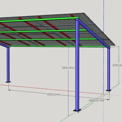Diseño en 3d + fabricación de pergola e instalación solar fotovoltaica