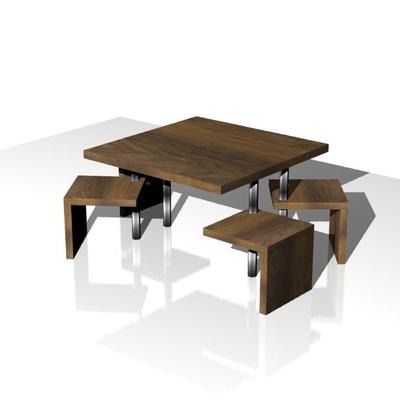 Diseño de mesa con 4 sillas integradas