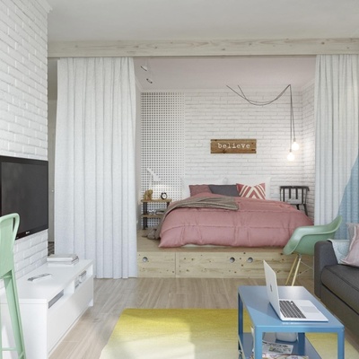 dormitorio integrado en el salón