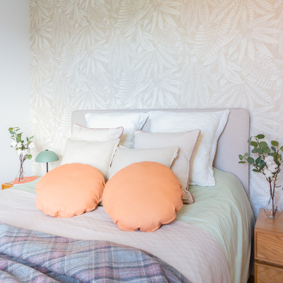 Dormitorio verde cálido