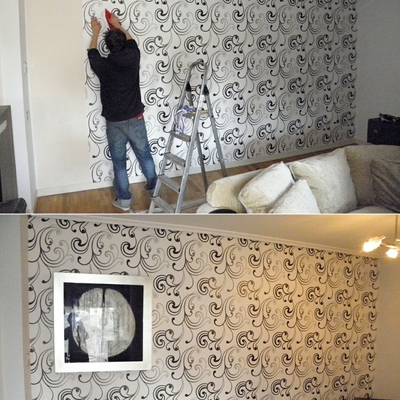 EMPAPELADO PARCIAL DE SALÓN DE VIVIENDA POR TRABER OBRAS