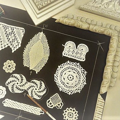 Enmarcaciones de muestrarios Ganchillos para decoración Salón