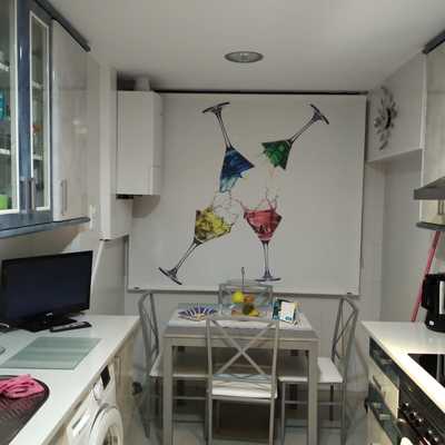 Estor Enrollable de Screen con Impresión Digital