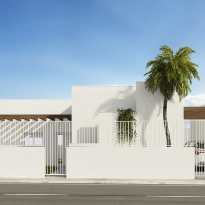 Estudio CGM Infografías. Render 4 viviendas con piscina. La Alfoquía, Almería