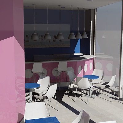 Estudio de nueva cafeteria (vista interior)