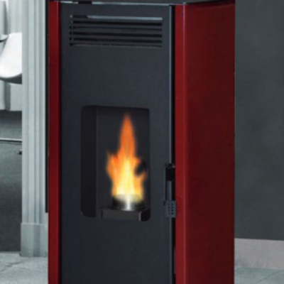 Estufa pellet greenheiss modelo rosa instalada en Obanos