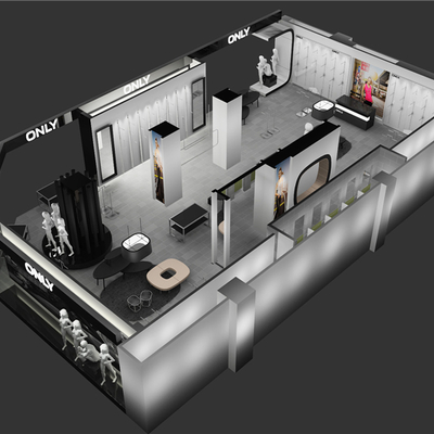 Reforma para tienda de ropa deportiva con estantería y soporte de la exposición