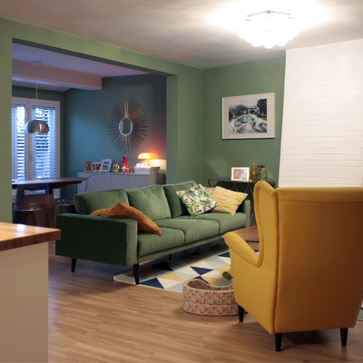 Salón en verde y amarillo