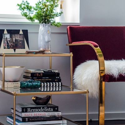 mesita de salón en dorado