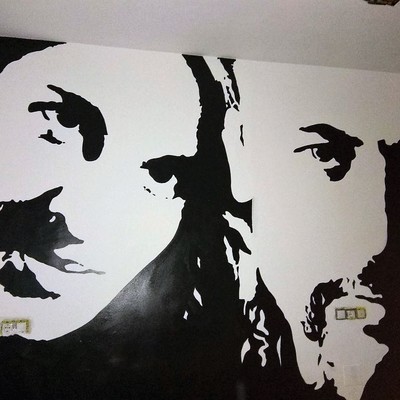 Mural decorativo en dormitorio.