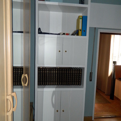 mural de escayola y tarima flotante