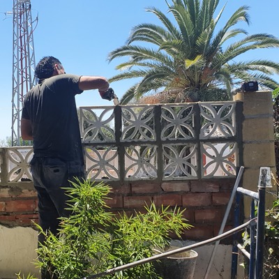 Subida de muro en el Jardin con  celosías