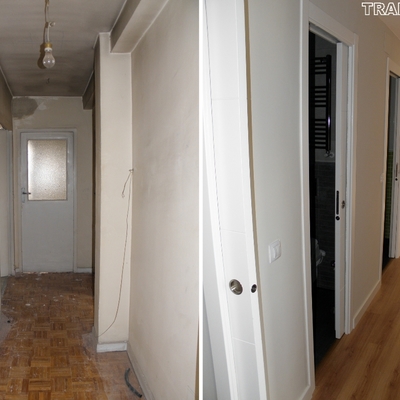 Pasillo antes y después.