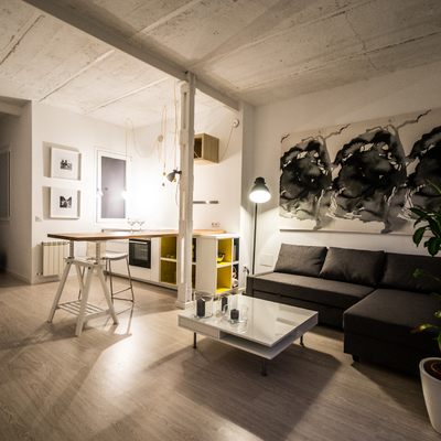 Pilares de acero-cocina-salón