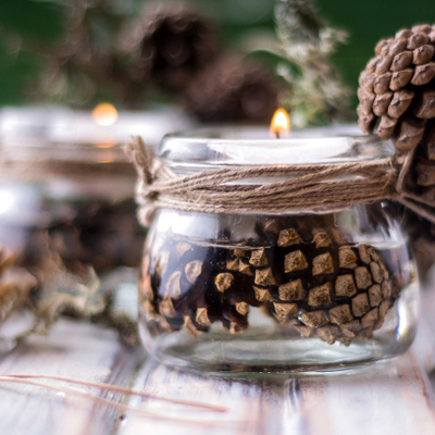 Piñas  en tarros de cristal