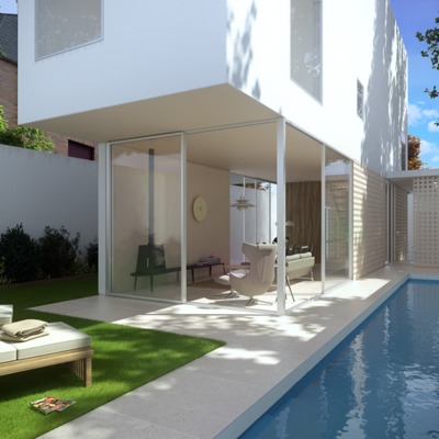 piscina en el jardín posterior