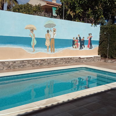 Piscina y entorno terminado.