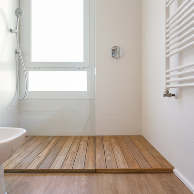 Platos de ducha desmontables de madera de Teka