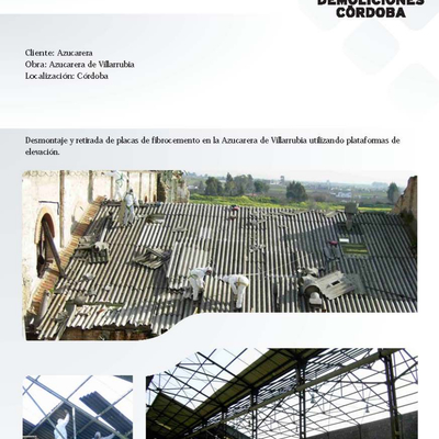 DESMONTAJE DE CUBIERTA DE FIBROCEMENTO EN AZUCARERA