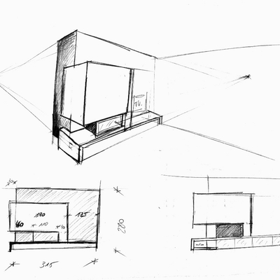 Revestimiento Chimenea Villa-real. Bocetos 1