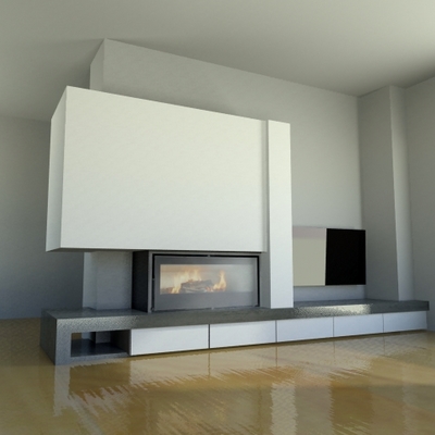 Revestimiento Chimenea Villa-real. Diseño 3D Vista Frontal