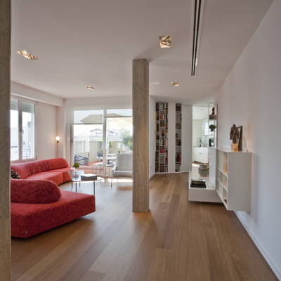 Salón con hormigón visto