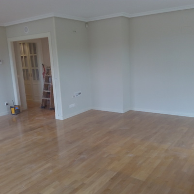 Restauración completa de un piso,retirando gotele le de las paredes.