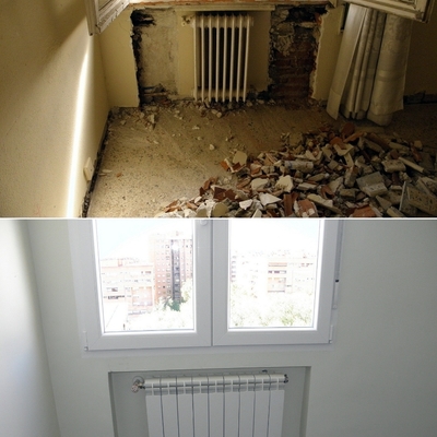 Sustitución de radiadores. Antes y después.