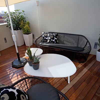 Terraza con tarima de madera IPE