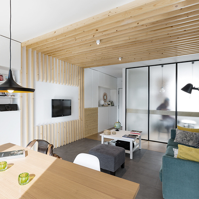 Vista del salón, hacia la cocina.