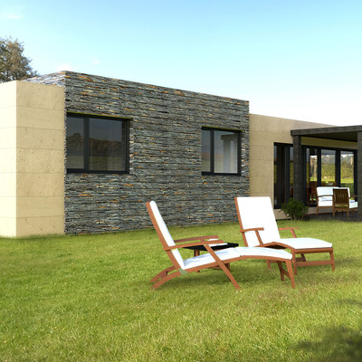 Vista trasera de la Casa Cube de 150 m2