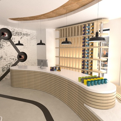 Zona Mostrador de Venta al Detalle de Café.
