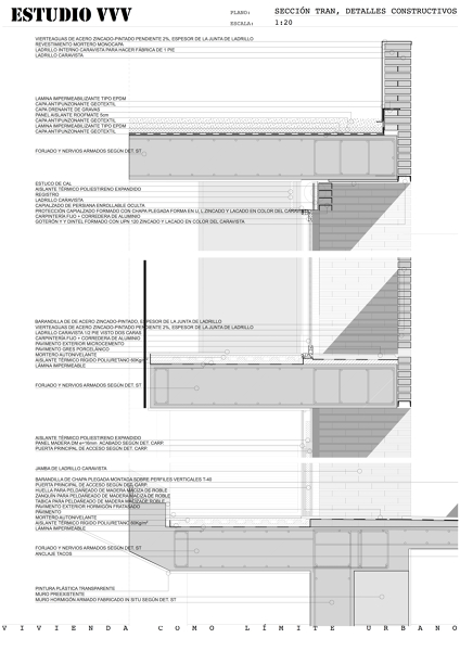 Detalle Constructivo, sección transversal