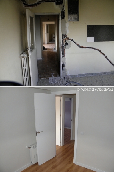 Dormitorio antes y después.