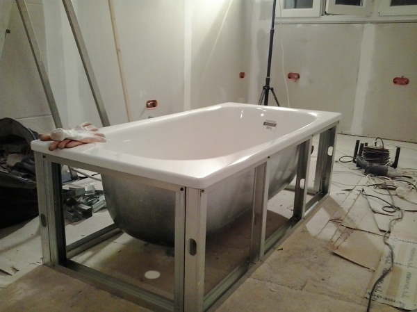 Fabricación del soporte de la bañera.