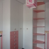 Armario rinconero infantil en lacado blanco combinado en rosa
