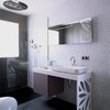 Baño en corian y laca Rosa con mosaico de cristal