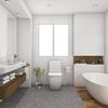 Baño luminoso con detalles de madera