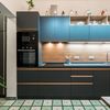 Cocina en gris y azul