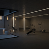 Diseño de gimnasio con estilo minimalista. Iluminado