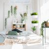 Dormitorio estilo tropical con plantas