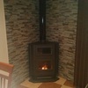 Estufa de PELLETS forrada de azulejos imitación piedra