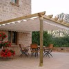 Pérgola de madera con toldo